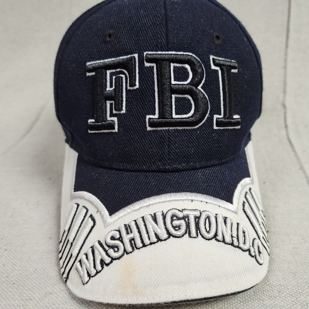 FBI Cap Hat Strap Back Adjustable Blue White Embroidered Spell Out Logo Adult